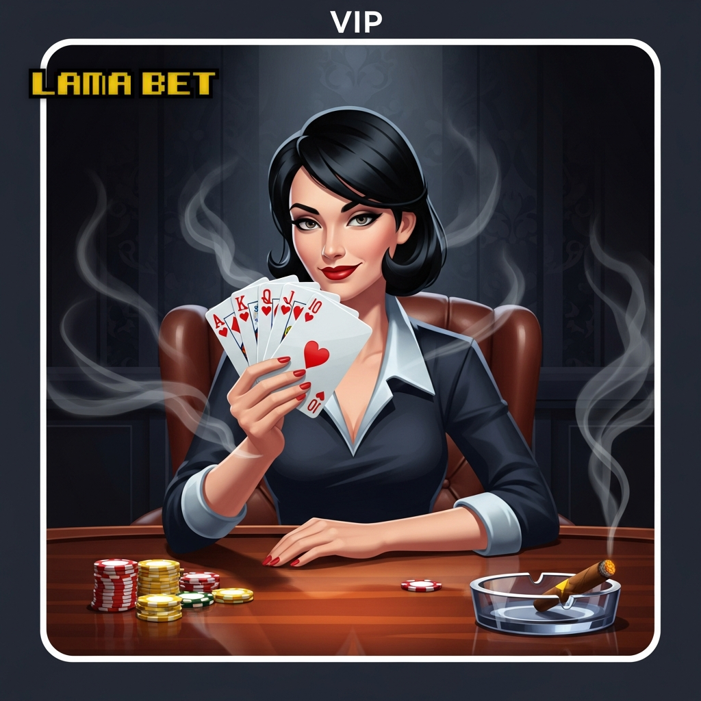 Lama bet casino table games with a royal flush poker hand